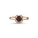 14kt. GRACE Ring med cushion-cut Røg Topaz 5mm+ 0,10ct. W-si