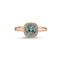 14kt. GRACE ring med cushion-cut lysblå topas 6 mm + 0,12ct. w-si