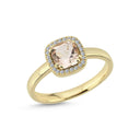 14kt. GRACE Ring med cushion-cut Morganit 6mm + 012ct. W-si