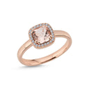 14kt. GRACE Ring med cushion-cut Morganit 6mm + 012ct. W-si