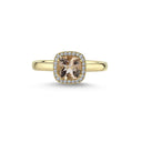 14kt. GRACE Ring med cushion-cut Morganit 6mm + 012ct. W-si