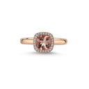 14kt. GRACE Ring med cushion-cut Morganit 6mm + 012ct. W-si