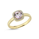 14kt. GRACE Ring med cushion-cut Pink ametyst 6mm + 0,12ct. W-si