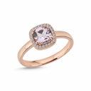 14kt. GRACE Ring med cushion-cut Pink ametyst 6mm + 0,12ct. W-si