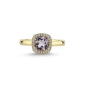 14kt. GRACE Ring med cushion-cut Pink ametyst 6mm + 0,12ct. W-si