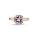 14kt. GRACE Ring med cushion-cut Pink ametyst 6mm + 0,12ct. W-si