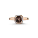 14kt. GRACE Ring med cushion-cut Røg Topas 6mm + 0,12ct.W-si