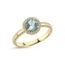 14kt GRACE Ring med rund Lyseblå topas 6mm + 0,10ct. W-si