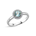 14kt GRACE Ring med rund Lyseblå topas 6mm + 0,10ct. W-si