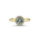 14kt GRACE Ring med rund Lyseblå topas 6mm + 0,10ct. W-si