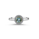 14kt GRACE Ring med rund Lyseblå topas 6mm + 0,10ct. W-si