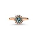 14kt GRACE Ring med rund Lyseblå topas 6mm + 0,10ct. W-si