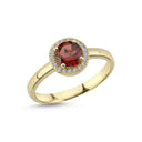 14kt GRACE Ring med rund Granat 6mm + 0,10ct. W-si