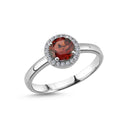 14kt GRACE Ring med rund Granat 6mm + 0,10ct. W-si