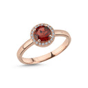 14kt GRACE Ring med rund Granat 6mm + 0,10ct. W-si