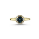 14kt. GRACE Ring med rund Londonblå topas 6mm + 0,10ct. W-si