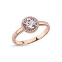 14kt. GRACE Ring med rund Pink ametyst 6mm + 0,10ct. W- si
