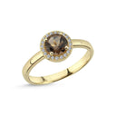14kt. GRACE Ring med rund Røg Topas 6mm + 0,10ct.W-si