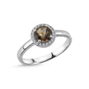 14kt. GRACE Ring med rund Røg Topas 6mm + 0,10ct.W-si