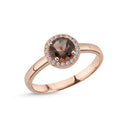 14kt. GRACE Ring med rund Røg Topas 6mm + 0,10ct.W-si
