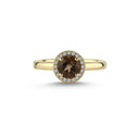 14kt. GRACE Ring med rund Røg Topas 6mm + 0,10ct.W-si