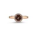 14kt. GRACE Ring med rund Røg Topas 6mm + 0,10ct.W-si
