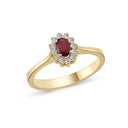 14kt. Roset ring med rubin+ 0,12ct. W-si