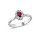 14kt. Roset ring med rubin+ 0,12ct. W-si