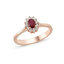 14kt. Roset ring med rubin+ 0,12ct. W-si