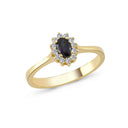14kt. Roset ring med safir + 0,12ct. W-si