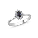 14kt. Roset ring med safir + 0,12ct. W-si
