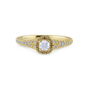 14kt. Champagne ring med 0,25ct.W-si cushion-cut + 0,06ct. champagne og 0,13ct.W-si