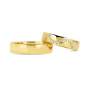 18kt. Vielsesring med 0,12 CT. Eller uden sten