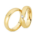 14kt. Vielsesring blank med 0,10ct. W-vs eller uden sten