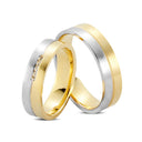 14kt. Vielsesring 2-farvet med 5 x 0,015ct. W-vs eller uden sten