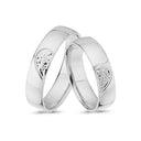 14kt. Vielsesring med halvt hjerte med 0,05ct. W-vs eller uden sten