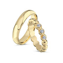 14kt. Vielsesring med 3 x 0,05ct. W-si eller uden sten