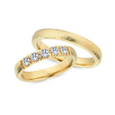 14kt. Vielsesring med 5 x 0,09ct. W-si hamret eller uden sten