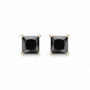 Sølvforgyldt ørestikker med sort zirconia i 4 grabber - 6 mm