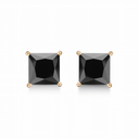 Sølvforgyldt ørestikker med sort zirconia i 4 grabber - 7 mm