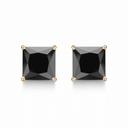 Sølvforgyldt ørestikker med sort zirconia i 4 grabber - 8 mm