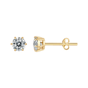 Sølvforgyldt ørestikker med 7 mm zirconia i 6 grabber - 7 mm
