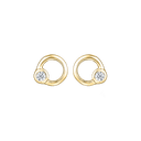 Sølvforgyldt ørestikker cirkel med zirconia i rørfatning - 4 mm i diameter