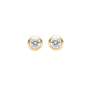 Sølvforgyldt ørestikker med 6 mm zirconia i rund fatning