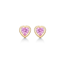 Sølvforgyldt ørestikker hjerte med pink zirconia