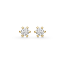 Sølvforgyldt ørestikker med 3,5 mm zirconia med 6 grabber - 3,5 mm