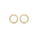 Sølvforgyldt ørestikker cirkel med zirconia i kanten - 10 x 1,6 mm