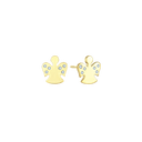 Sølvforgyldt ørestikker engel med zirconia - 10 x 9,5 x 1,2 mm