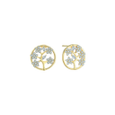 Sølvforgyldt ørestikker livets træ i cirkel med syntetisk cubic zirconia. Mål: 17,3 x 2,4 mm. 13,7 i diameter