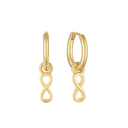 Sølvforgyldt knækcreol med evighedstegn som hænger"infinity" Mål 10 x 1,5 x 11 mm